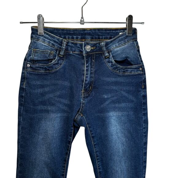 Shein Womens Low Rise Bootcut Jeans Stretch Dark Wash XS 2 Casual Y2k Streetwear - Picture 3 of 9